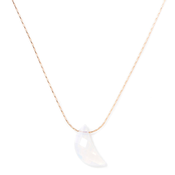 Wholesale Natural stone pendant necklace with moon pendant and tiger' s eye bead