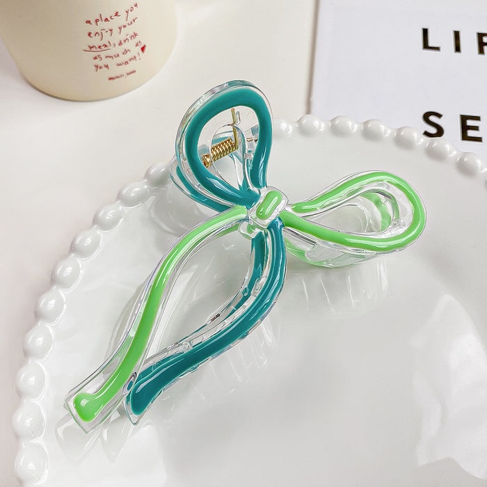 Wholesale Chic Bow Design Hair Claw Clip Grass Green Handmade Fashion Accessory Gift Boutique Resale