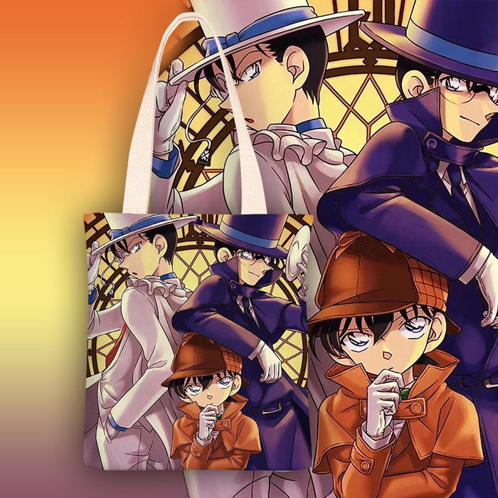 Wholesale Vertical square canvas shoulder bags with anime character print