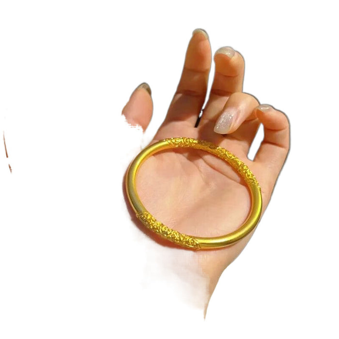 Wholesale Solid Bracelet with Purple Bauhinia Pattern and Curling Pattern