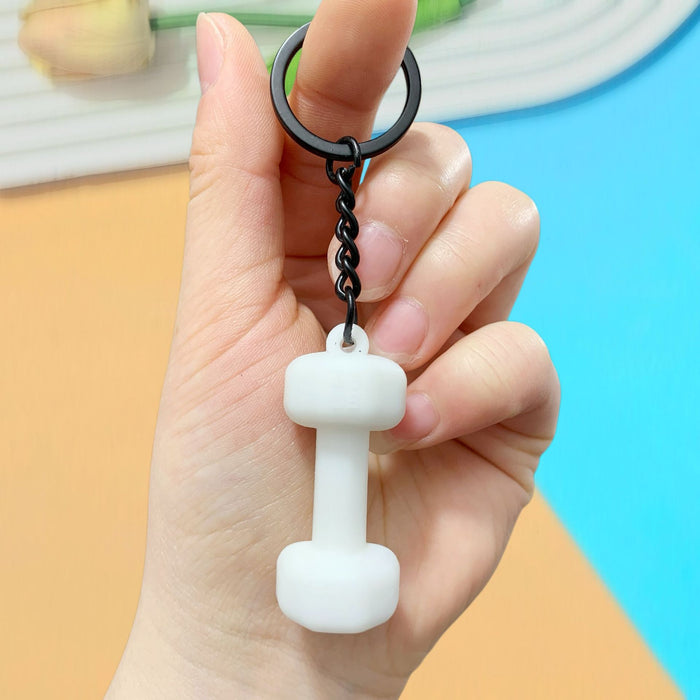 Wholesale Soft Rubber Dumbbell High-Value Sports Fitness Keychain