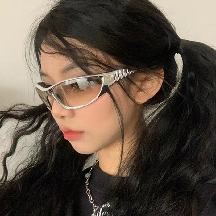 Wholesale Sports sunglasses, silver fashionable glasses, personalized cycling, futuristic, versatile sunglasses