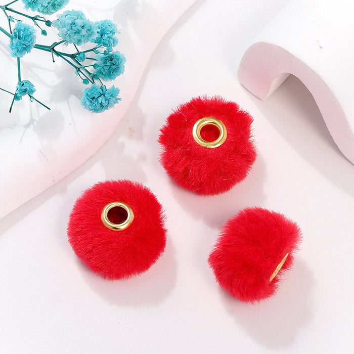 Wholesale 100PCS 20MM Straight Hole Plush Ball Spacer Beads JDC-BDS-NanT008