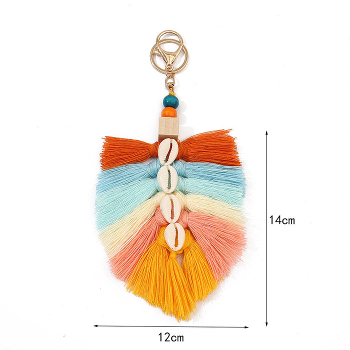 Wholesale Bohemian Natural Shell Tassel Keychain JDC-KC-ZhenZhen004