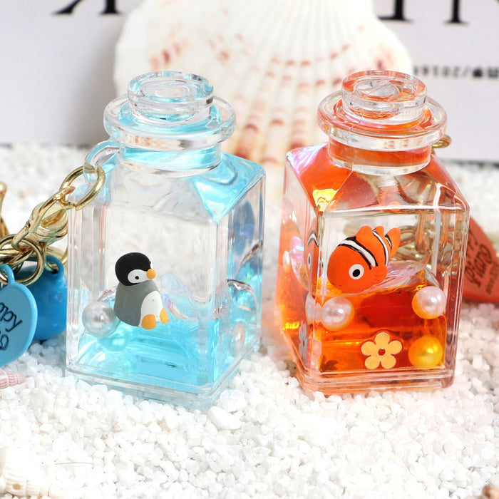 Wholesale Acrylic Floating Small Goldfish Drift Bottle Keychain JDC-KC-RunX018