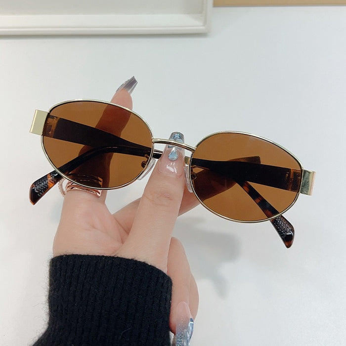 Wholesale  Metal Oval Frame Sunglasses Sun Protection Sunglasses for Men and Women
