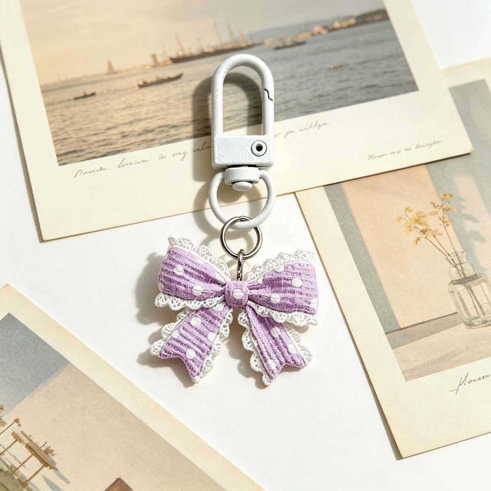 Wholesale Stylish Blue Polka Dot Butterfly Bow Keychain Bag Charm Fresh Style Girls Gift Boutique Resale