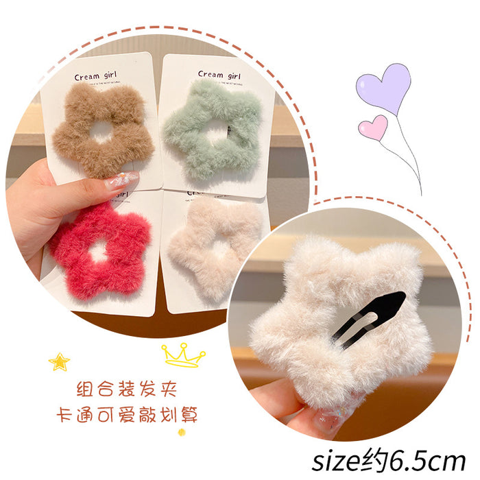 Wholesale Star BB clip  girl plush side clip cute hair accessories hairpin