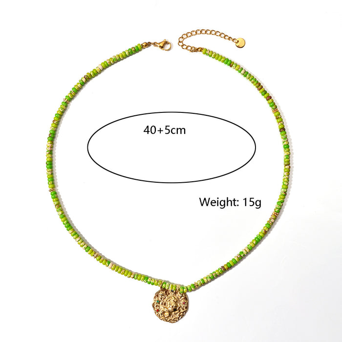 Wholesale Original Jewelry Design Colorful Natural Stone Necklace Stainless Steel Twelve Constellation Necklace Personalized Matching