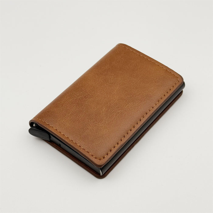 Wholesale Urban Simplicity Auto Eject Multi-Card Metal Case Wallet Carbon Fiber Black MOQ≥2