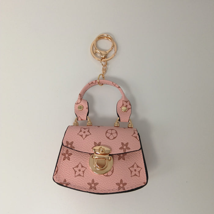 Wholesale Trendy Coin Purse Keychain PU Leather Khaki Fan Print Bag Charm