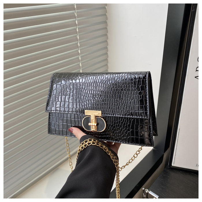 Wholesale Crocodile-patterned chain shoulder crossbody small square bag