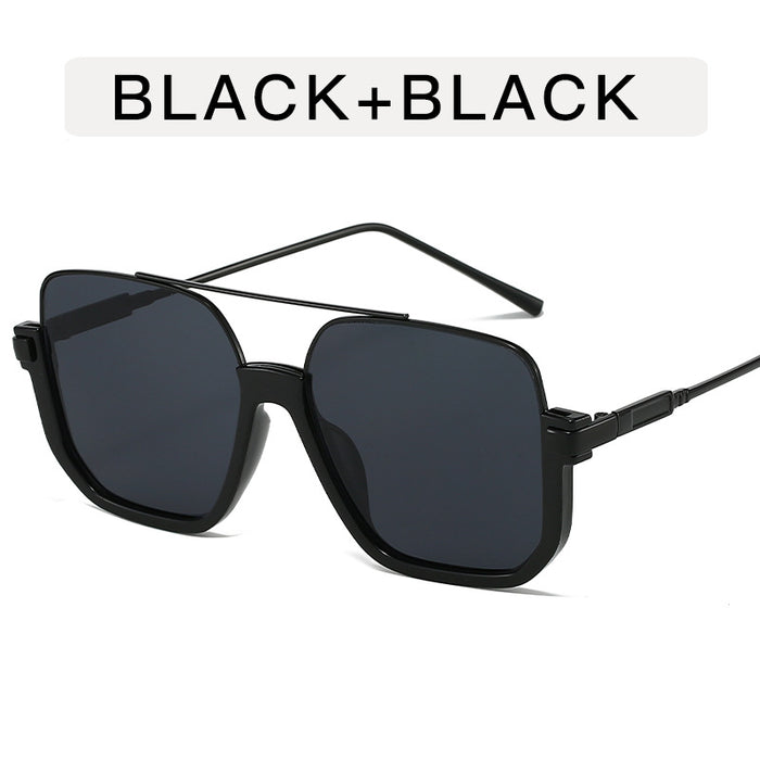 Wholesale Double Beam Half Frame Metal Sunglasses Women's  Anti-UV Sunglasses