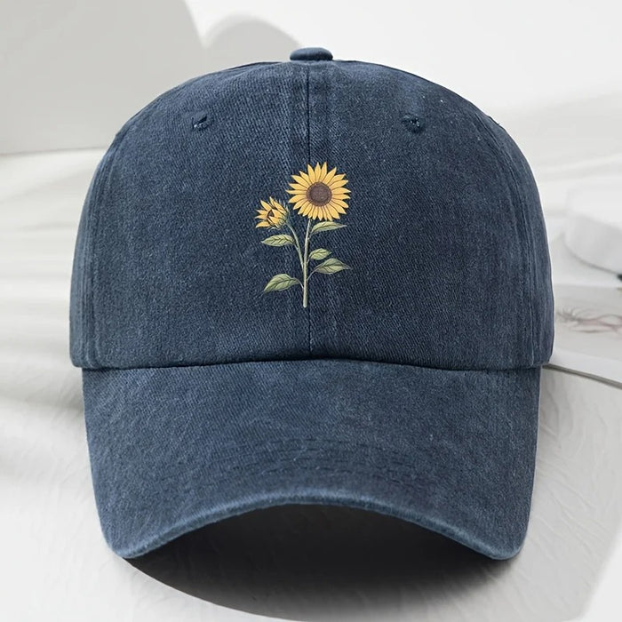Wholesale Trendy Sunflower Pattern Baseball Cap Adjustable Washed Multi Color Summer Hat