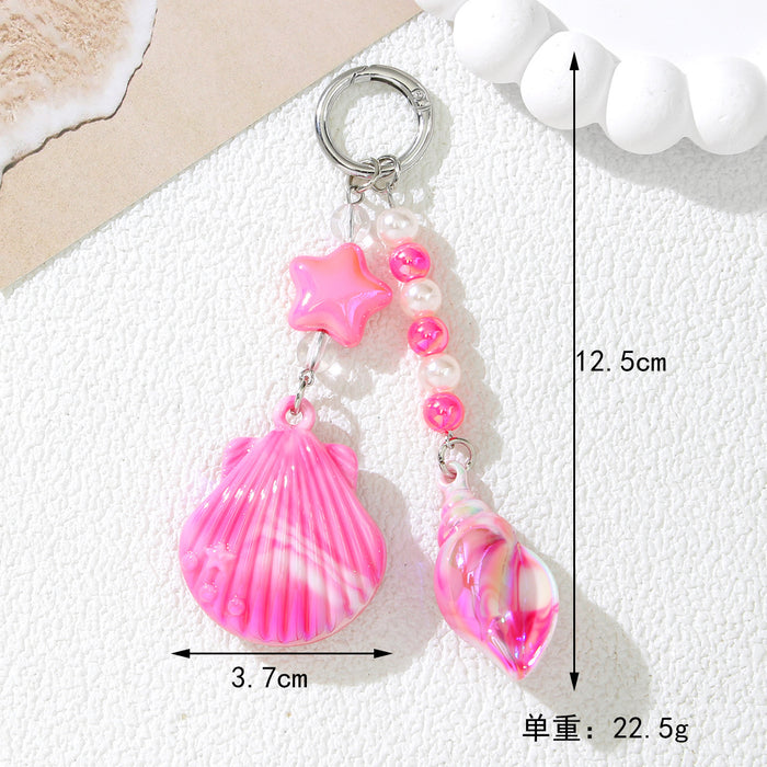 Wholesale Ocean Dream Seashell Keychain Acrylic Blue Cute Fashion Accessory Gift MOQ≥2