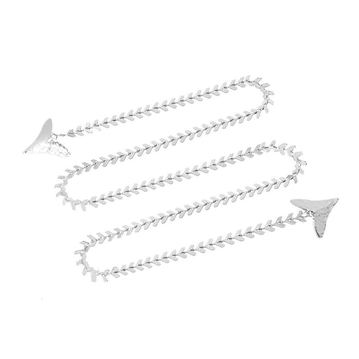 Wholesale Fashionable temperament, niche design, fishbone chain, facial earrings, personalized long tassel earrings