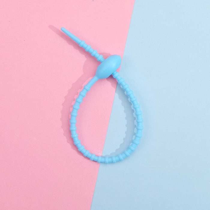 Wholesale Colorful silicone tie handmade accessories reusable keychain ring chain rope bag hanging accessories