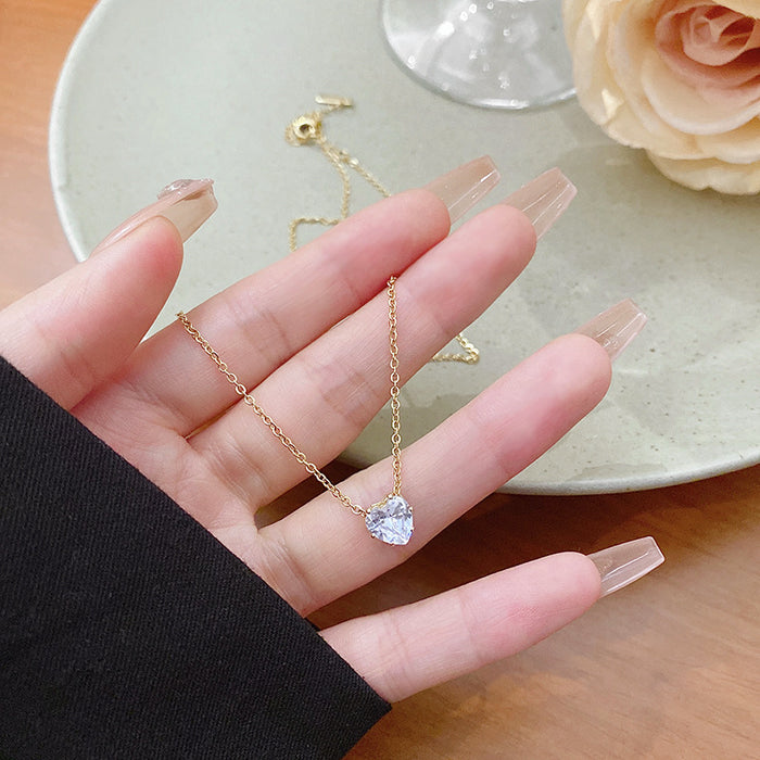 Wholesale Solo diamond cube teardrop diamond necklace,  simple and exquisite titanium steel clavicle chain necklace