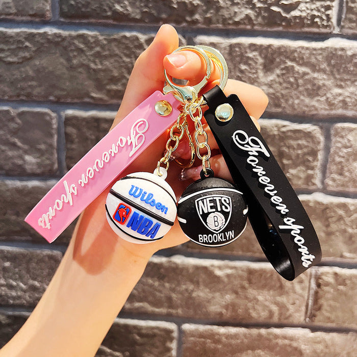 Wholesale Keychains PVC Hardware Cute Cartoon Basketball (M) JDC-KC-JCai066