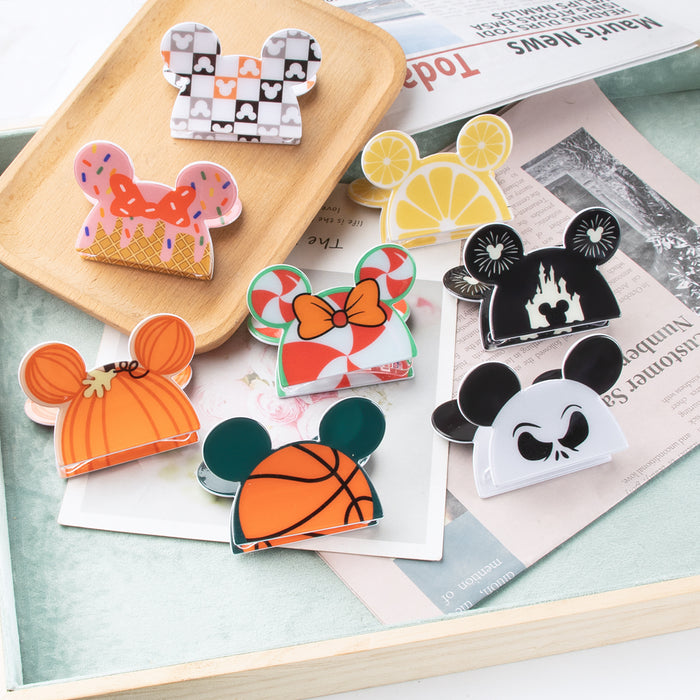 Wholesale Mouse Head-Shaped Hair Clip with Bow and Lemon Pattern Cute Cartoon Claw Clip