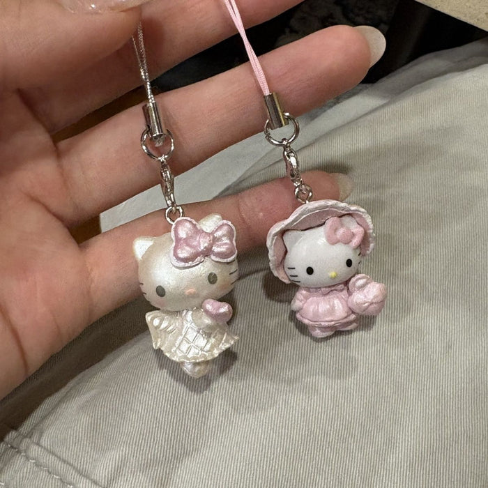Wholesale Cartoon Long-Legged  Cat Keychain Charm with Ring