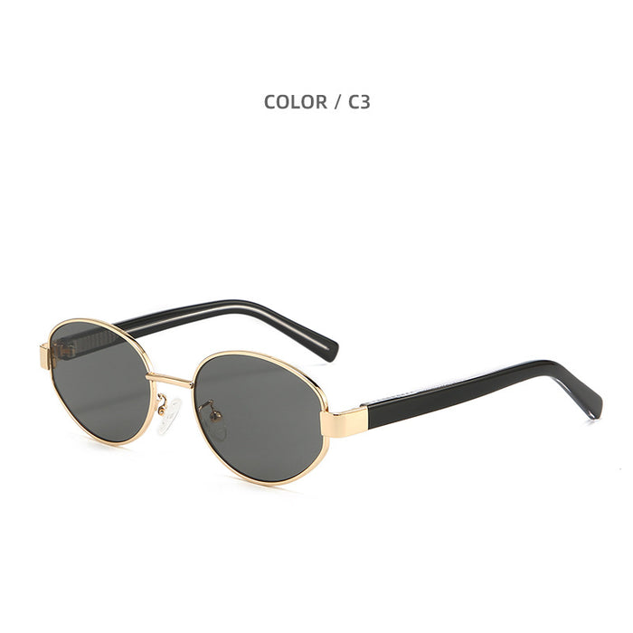Wholesale Sunglasses Metal Elliptical Retro Cat Eye Sunglasses Women's Premium Nylon