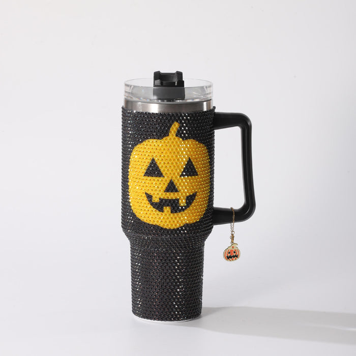Wholesale 304 Stainless Steel  Pumpkin Face Rhinestone Vacuum Insulated Cup 40oz