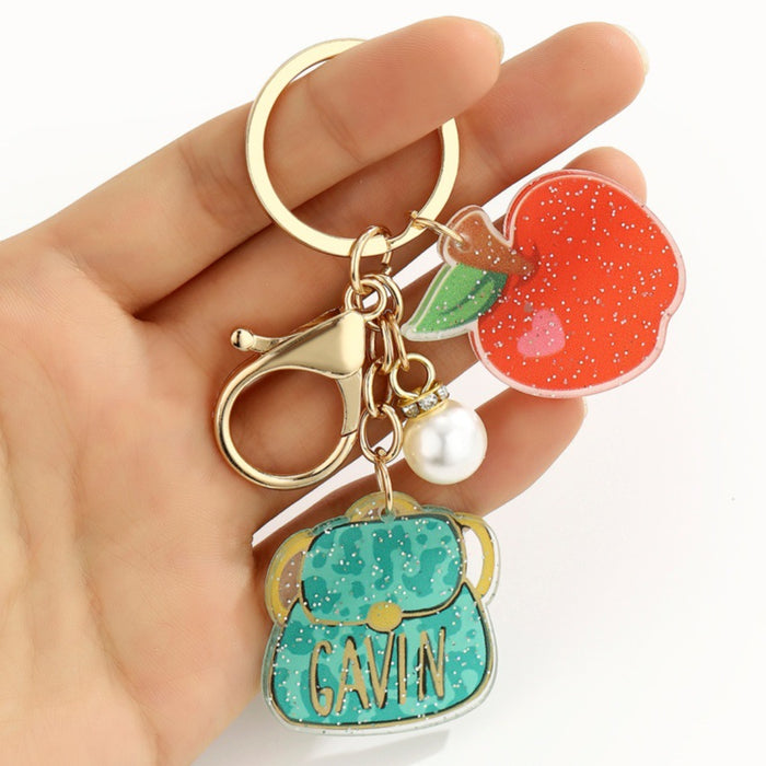 Wholesale Acrylic Pearl Apple Keychain