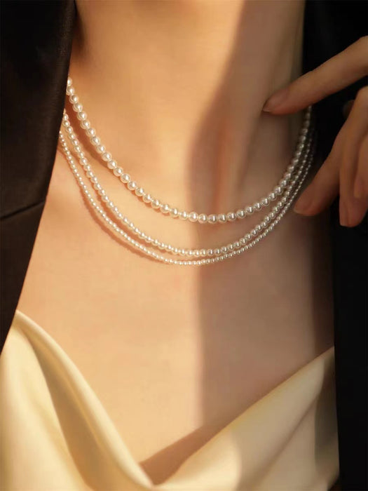 Wholesale Pearl Titanium Steel Necklace Clavicle Chain Joker Women's Feeling Beads