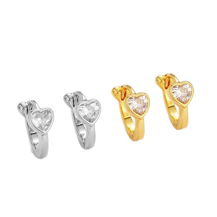 Wholesale Delicate heart-shaped zircon earrings