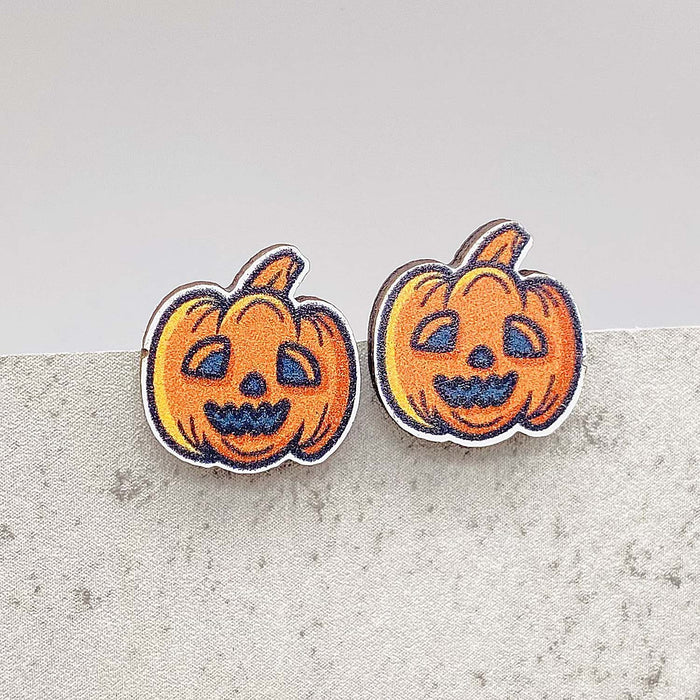 Wholesale  Earrings Horror Pumpkin Ghost Bat Wooden Earrings  Night Jewelry