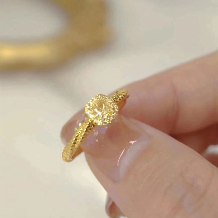 Wholesale Small sugar yellow crystal diamond ring, female niche design, ring accessory