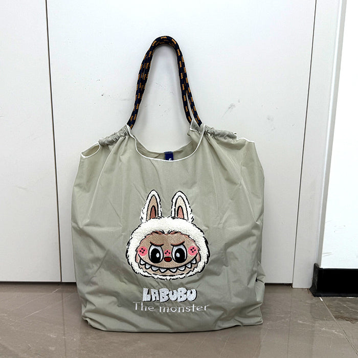 Wholesale Embroidered canvas bag popular cartoon large capacity shoulder bag girls messenger bag handbag