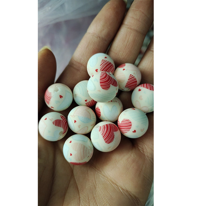 Wholesale 20pcs15mm Valentine's Day Printed Beads JDC-BDS-HongZhou007