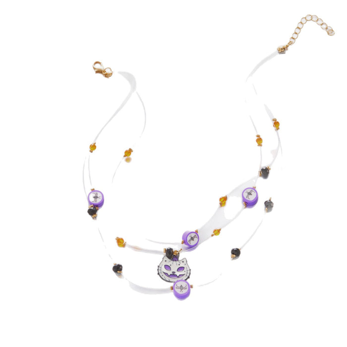 Wholesale  kitten face hat ghost clavicle chain multi-layer necklace