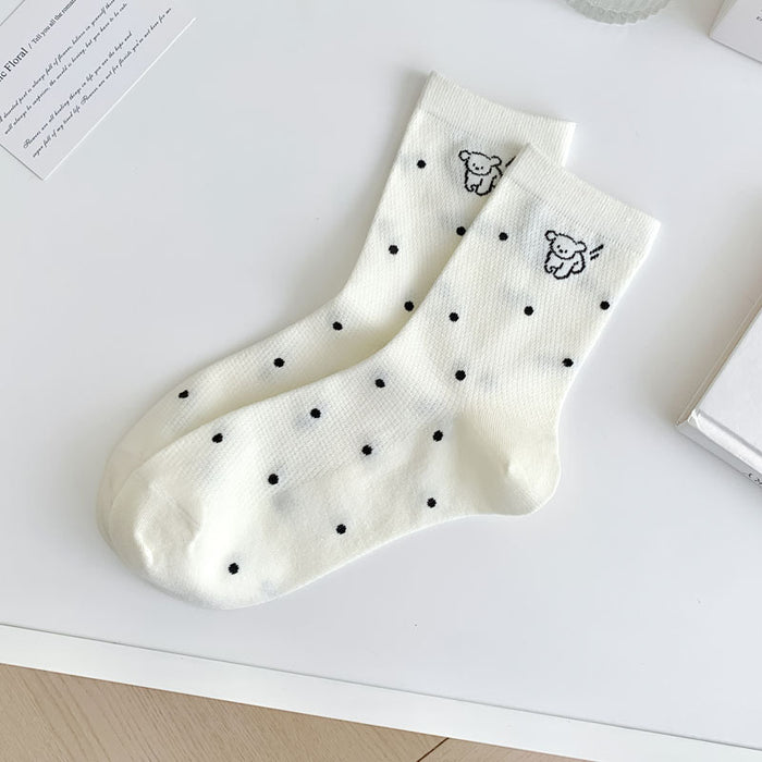 Wholesale Socks, mid tube women's socks, thin mesh, cute cartoon socks, cotton socks
