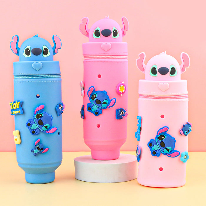 Wholesale Trendy Cartoon Hole Pencil Case Silicone Student Stationery minimum quantity：10
