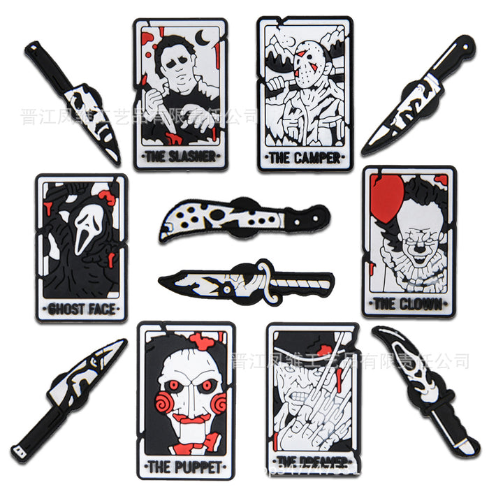Wholesale 50pcs Horror Tarot  Series Shoes Charms Accessories Slippers Accessories Patch Decorative Shoe Buckle