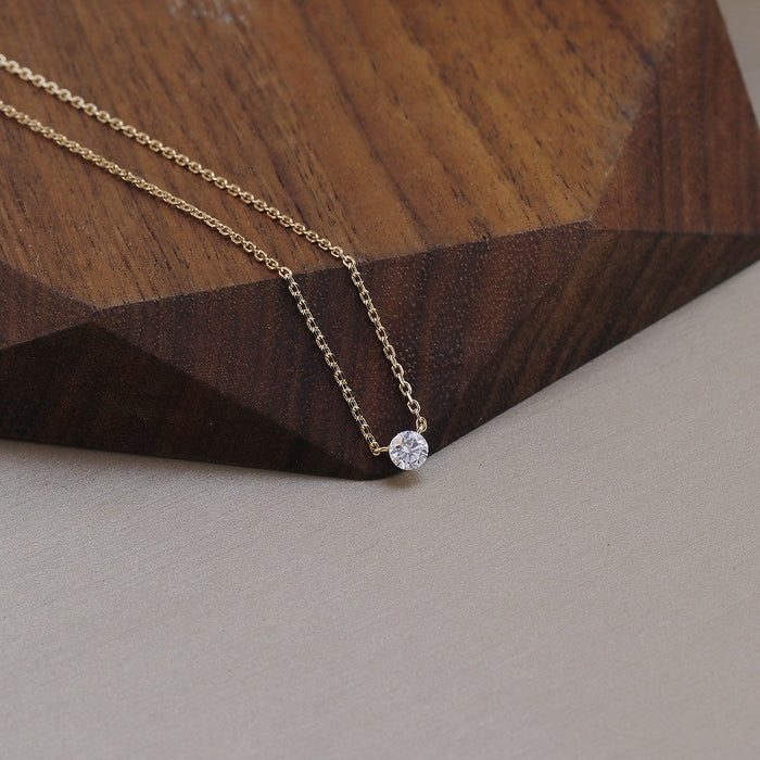 Wholesale   round non-claw diamond necklace 925  silver gold plated 10/20/30 stacked clavicle chain