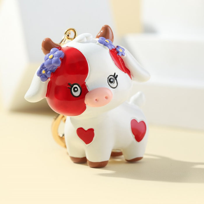 Wholesale Cartoon Cow Resin Keychain JDC-KC-RongRui047