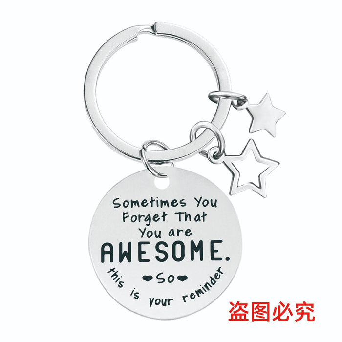 Wholesale Five-pointed Star Stainless Steel Keychain JDC-KC-GangGu050