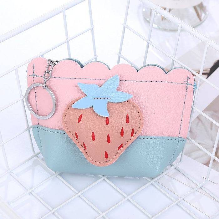 Wholesale Cute Creative Fresh Strawberry Coin Purse Contrast Color Stitching Cartoon Storage Bag Children's Toy Pocket Bag