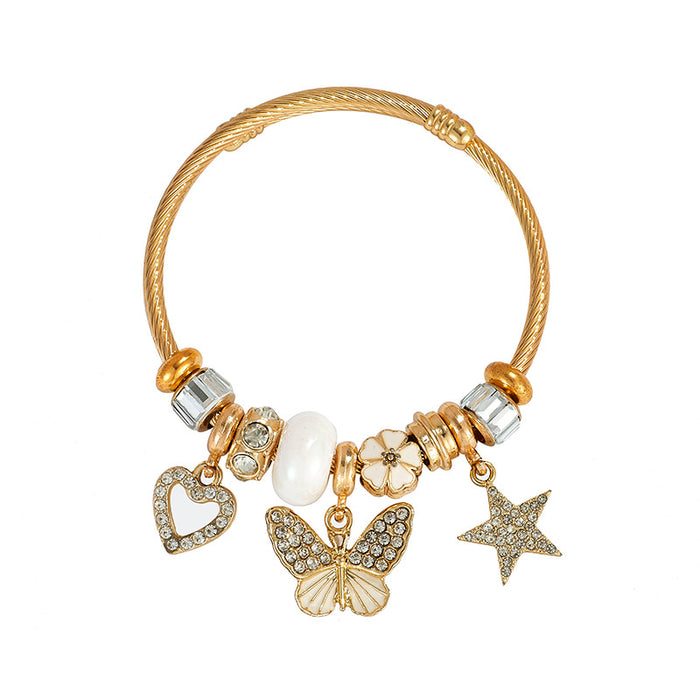 Wholesale Stainless Steel Rhinestone Butterfly Swan Beaded Bracelet MOQ≥2