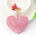 Wholesale Chic Heart Rhinestone Leather Tassel Keychain Fashion Bag Charm Car Key Accessory
