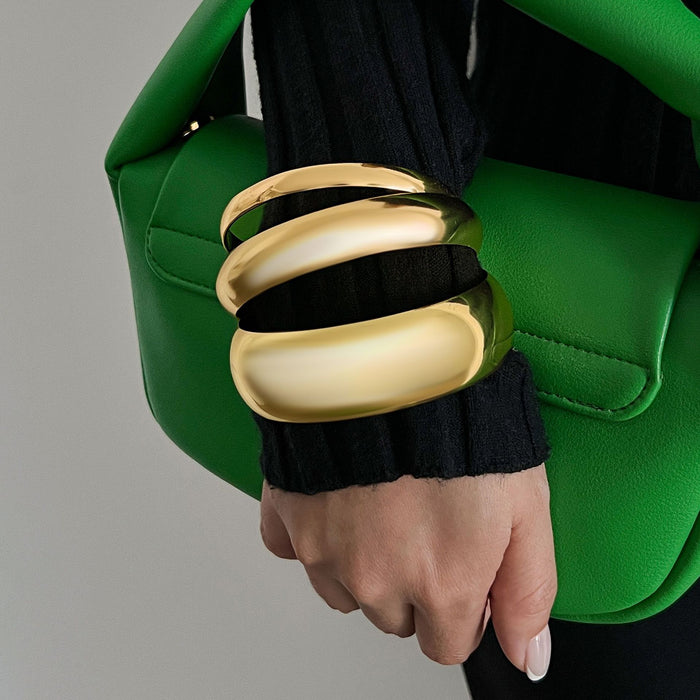 Wholesale Fashion metal landscape bracelet set with exaggerated female personality and wide threaded bracelet