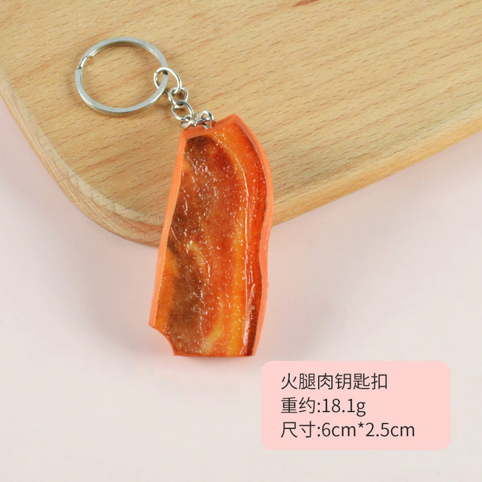 Wholesale PVC Simulated Tomahawk Steak Keychain Realistic Faux Meat Bag Charm Decorative Accessory MOQ≥5