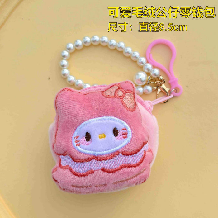 Wholesale Plush Anime Cartoon Round Coin Purse with Bead Chain