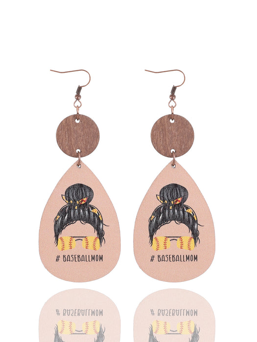 Wholesale Thin Wood Chip Earrings Creative Drop-Shaped Women' s Sports Style Earrings