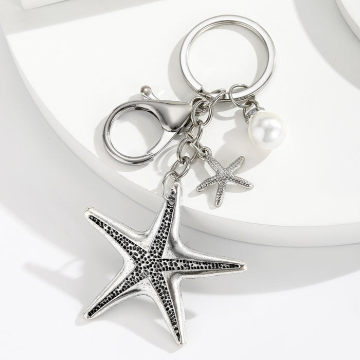 Wholesale Exaggerated Beach-Style Starfish and Conch Keychain