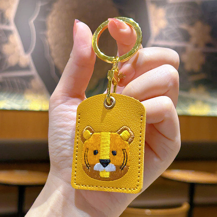 Wholesale Embroidery Cartoon Cute Animal Leather Keychain JDC-KC-WWX007